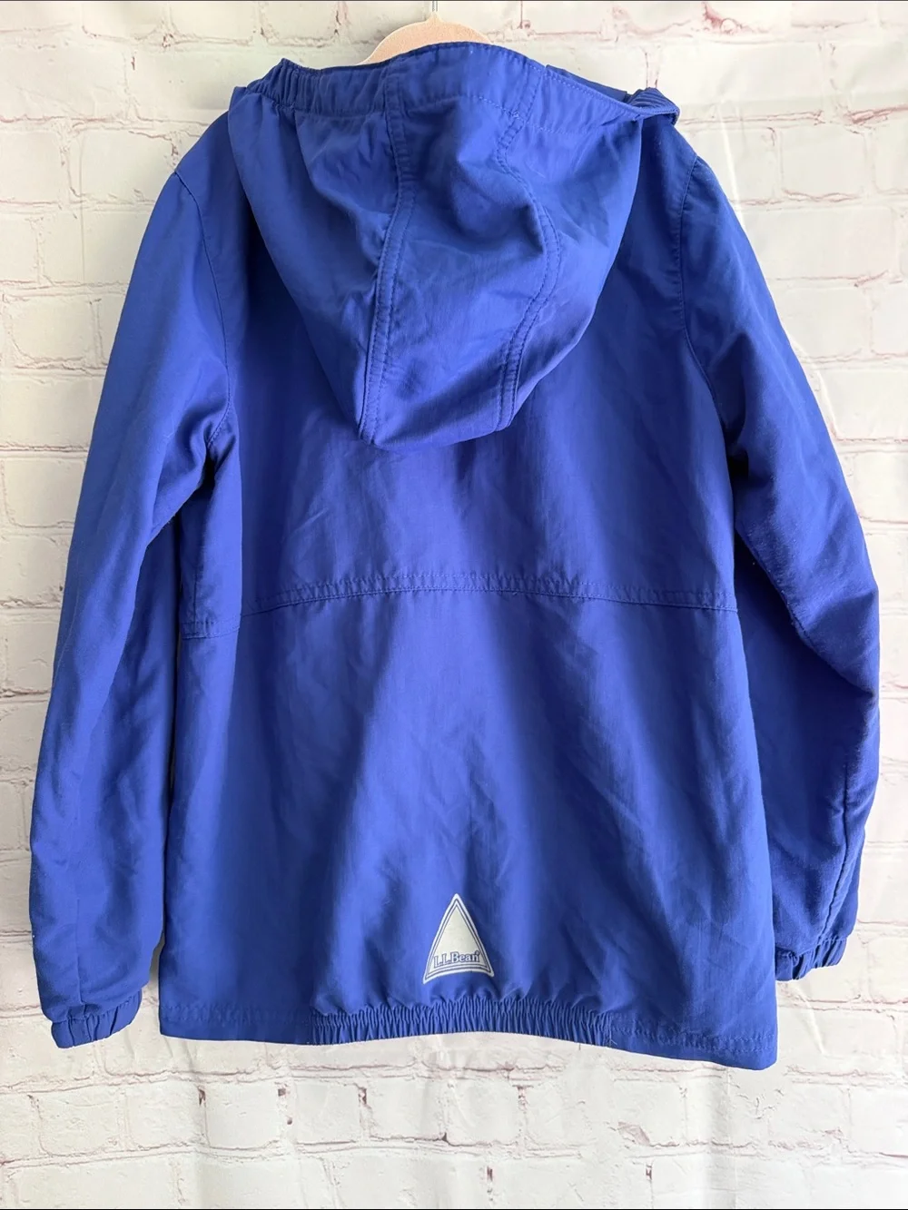L.L. Bean Kids Blue Lightweight Hooded Zip Rain Jacket Girls size L 6X-7